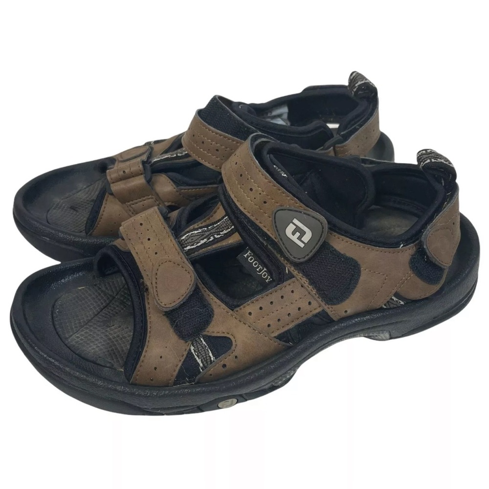 Footjoy Golf Sandals Mens Size 8 M Brown Adjustable Straps w/ Spikes 45493